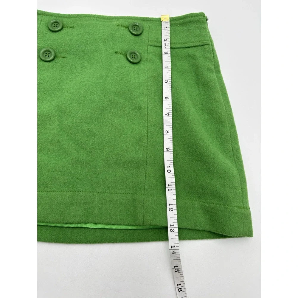 GapKids Girls 14 Green Wool Blend Lined Mod Mini Skirt Buttons Preppy